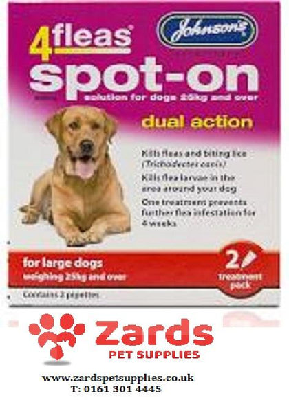 Johnson's 4Fleas Spot On Dual Action for Large Dogs - ZARDS PET SUPPLIES - Johnson's - Dog Flea & Tick Treatments