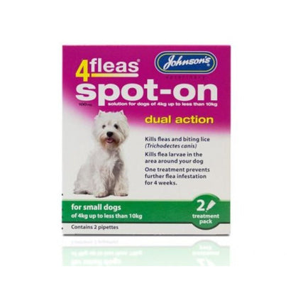 Johnson's 4fleas Spot-On for Small Dogs 4-10kg 2 Treatments - ZARDS PET SUPPLIES - Johnson's - Dog Flea & Tick Treatments